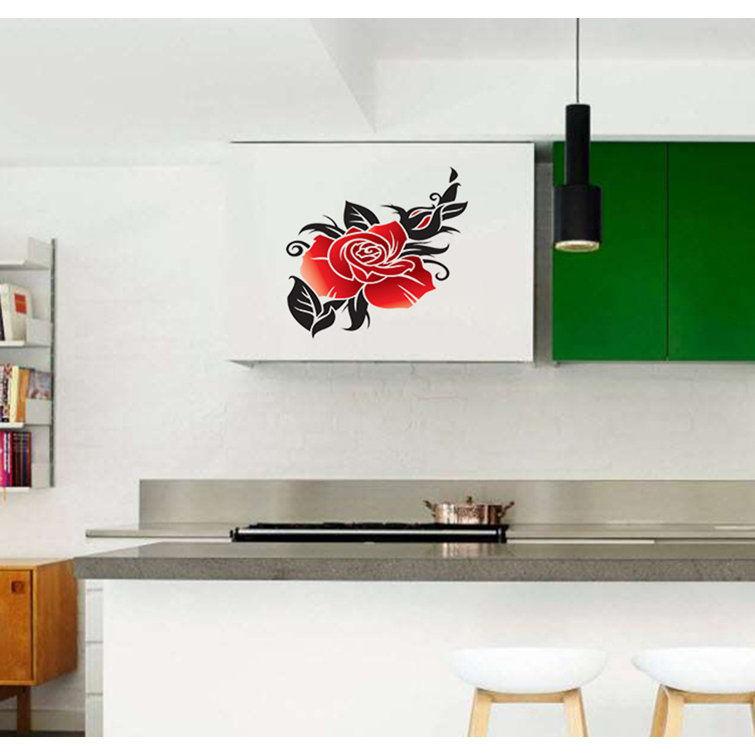 Trinx Red Rose Wall Decal, Red Rose Wall Sticker, Red Rose Wall Decor